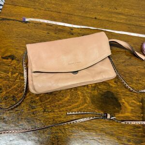 RABEANCO calfskin leather super soft clutch/shoulder bag - dusty pink